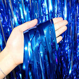SYGA 1 Pieces 2x1 Meter Metallic Decoration Curtain Foil for Party Celebrations- Blue