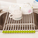 SYGA Best Large Commercial Kitchen Folding Small Mat Over The Sink Compact Stainless Steel Dish Rack, Dish Drying Rack Grey