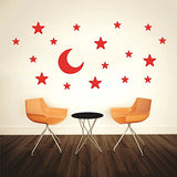 SYGA Star Moon Acrylic Wall Sticker (Red)