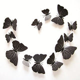 SYGA 12 Pcs 3D Decorative Black Butterfly Wall Stickers