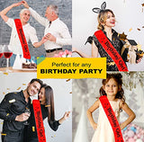 SYGA Birthday Queen Sash Birthday Party Sash Shiny Glitter for Women Girls Princess Elegant Party Decoration Accessory Supplies Gifts for Girl Women with Fun Party Queen Lettering - Red