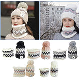 SYGA Women Hat & Scarf, Velvet Neck Scarf Beanie Hat Skiing Hat Hiking Sports for Autumn Winter, 54-58 cm