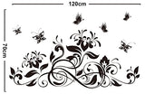 Syga Black Blossom and Butterfly Decals Design Wall Stickers 7164