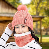 SYGA Winter Beanie Hat and Circle Scarf Set for Women with Faux Fur Bobble Pom Pom and Fleece Lining, Outdoor Sports Hats, Free Size