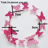 SYGA 3D Butterfly Wall Sticker 24 Pcs,Pink