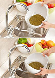SYGA Rice Washer and Keeper, Deep Bowl with Side Colanders and Handle, Easy for Rice Fruits Vegetable Washing and Holding (White)