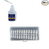 SYGA Oval False Nails and Glue Bottle Professional Brush On Nail Tip Glue for Press On Nails Fake Nails Long Lasting Press On Nails for Women and Girls- Transparent, 240pieces