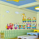 Syga Cartoon animals train wall stickers X_SSYH