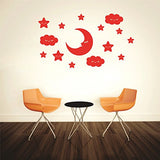 SYGA Star Moon with Eye Acrylic Wall Sticker (Red)