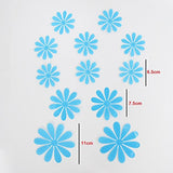 SYGA DIY 24 Pcs 3D Sky Blue Beautiful Flowers Decorative Wall Stickers