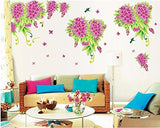 SYGA PVC Vinyl 'Bunch of Pink Flower with Leaves' Sticker for Wall and Garden