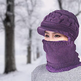 SYGA Women Balaclavas Hat Beanie Snow Ski Winter Knit Velvet Neck Scarf Hiking Sports for Autumn Winter, Free Size