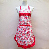 SYGA Rose Design Kitchen Apron with Random Lace Color(Red)