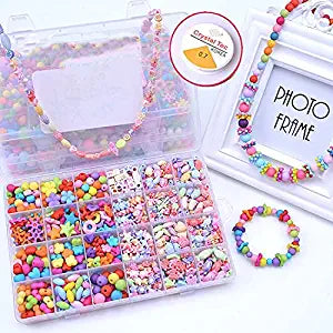 SYGA Beads for Kids Crafts Children's Jewellery Making Set Kit DIY Bracelets Necklace Hairband and Rings Craft Kits Birthday for 4, 5, 6, 7-Year-Old Little Girls-Multicolor, QL-00019
