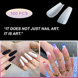 SYGA Tshape False Nails and Glue Bottle Professional Brush On Nail Tip Glue for Press On Nails Fake Nails Long Lasting Press On Nails for Women and Girls- White, 500 pieces