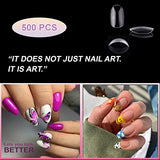 SYGA Oval False Nails and Glue Bottle Professional Brush On Nail Tip Glue for Press On Nails Fake Nails Long Lasting Press On Nails for Women and Girls- Transparent, 500 pieces