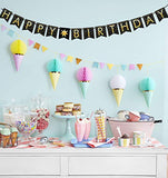 SYGA Black Happy Birthday Banner with Star Designs Decorative Birthday Party Banner