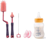 SYGA 3 Pcs Silicone Baby Bottle Brush Set, 360° Rotating Long Handle Water Bottle Cleaner Brush, Teat & Straw Brush Cleaning Cup Brush for Baby Bottles Plastic Bottles Glass Bottles Straws