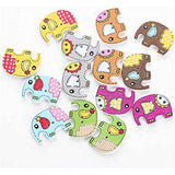 Syga 50 Pieces Elephant 2 Holes Wooden Buttons Sewing DIY Craft Scrapbooking