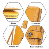 Syga PU Leather Hand Grip Wallet with Snap for Women, Yellow