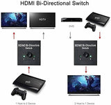 SYGA HDMI Switch 4K HDMI Splitter, 1080P HDMI Splitter 1 in 2 Out /2 Input 1 Output, Plug & Play, Manual HDMI Switcher for Xbox, PS4, PS3, Blu-Ray Player, DVD, HDTV