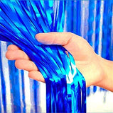 SYGA 1 Pieces 2x1 Meter Metallic Decoration Curtain Foil for Party Celebrations- Blue