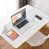 SYGA Desk Pad Protector Waterproof PU Desk Mat Blotters on Desktop Laptop Computer Gaming Keyboard Mouse Pad Non-Slip Desk Writing Mat Cover for Office & Home, White & Silver - 60x30 cm