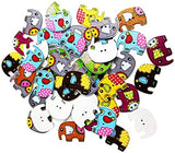 Syga 50 Pieces Elephant 2 Holes Wooden Buttons Sewing DIY Craft Scrapbooking