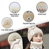 SYGA Women Hat & Scarf, Velvet Neck Scarf Beanie Hat Skiing Hat Hiking Sports for Autumn Winter, 54-58 cm