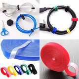 SYGA Reusable Cable Straps Cable Ties Hook & Loop Nylon Fastening Tape Wire Organizer, Interlocking Fastening Cable Binder Tie for Apparel, Home Textile, Industrial Use and More- 10m x 15mm Assorted Color