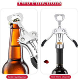 SYGA Wing Corkscrew Zinc Alloy Wine Opener with Non-Slip Silicone Handle Professional Multifunctional 2 in 1 Red Wine Beer Bottle Opener for Home Bars CAF?s Restaurants and More - Black, A30-1