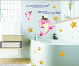 SYGA Pink Whale Wall Stickers Wall Decals Design A_MSOY