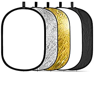 SYGA Oval Shape 5-in-1 Collapsible Multi-Disc Light Reflector with Bag - Translucent, Silver, Gold, White and Black(90cm*120cm)
