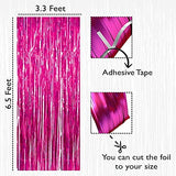 SYGA Foil Curtains Metallic Decoration Tinsel Photo Booth Backdrops Party Supplies for Birthday Wedding Christmas Bridal Shower Mehendi Celebration Bachelorette Holiday Decoration- Pink, 2 x 1 Meter