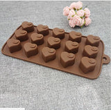 SYGA Silicone Love Shape Chocolate Jelly Candy Mold, Cake Baking Mold, 15-Cavity Bakeware Mould, Brown