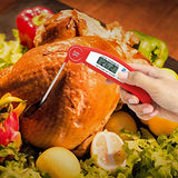 SYGA Meat Thermometer, Digital Cooking Thermometer, Food Thermometer with High Accuracy, Instant Read Foldable Probe Thermometer for Kitchen Cooking, BBQ, Milk, Christmas - Red
