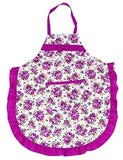 SYGA Rose Design Kitchen Apron with Random Lace Color(Purple)