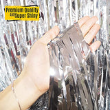 SYGA 1 Pieces 2x1 Meter Metallic Decoration Curtain Foil for Party Celebrations- Silver