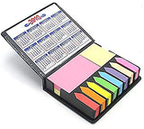 SYGA Colored Sticky Note Bundle Set, Mini Rectangular Notes and Index Flags Organizer, with Two Year Calendar. Black Leather Look Design Holder