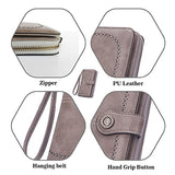 Syga PU Leather Hand Grip Wallet with Snap for Women, Grey