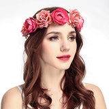 SYGA Women Rose Floral Crown Hair Wreath Leave Flower Headband with Adjustable Ribbon