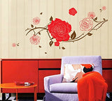 Syga Red Rose Beautiful Floral Decals Design Wall Sticker 7113