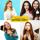 SYGA Black and Golden Birthday Party Photo Booth Props Craft Item (Set of 27)
