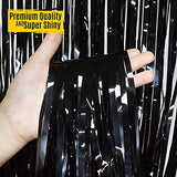 SYGA 1 Pieces 2x1 Meter Metallic Decoration Curtain Foil for Party Celebrations- Black