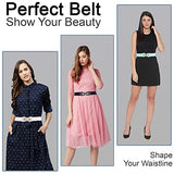 SYGA Women Cinch Belt, PU Leather Stretchy Waist Belt with Dual Flower Metal Buckle, Retro Style, 25-35 Inch