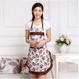 SYGA Rose Design Kitchen Apron with Random Lace Color(Brown)