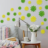 SYGA DIY 24 Pcs 3D Green and Yellow Beautiful Flowers Decorative Wall Stickers