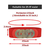 SYGA Women Cinch Belt, PU Leather Stretchy Waist Belt with Woven Metal Buckle, Retro Style - Suitable for Minimum Waist Size 25 Inch, Stretchable up to 31 Inch
