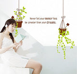 SYGA DIY Modern Home Decor Green Hanging Pot Wall Stickers Decals Design