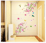 SYGA Peach Blossom Flowers Tree PVC Vinyl Wall Sticker (Multicolor)